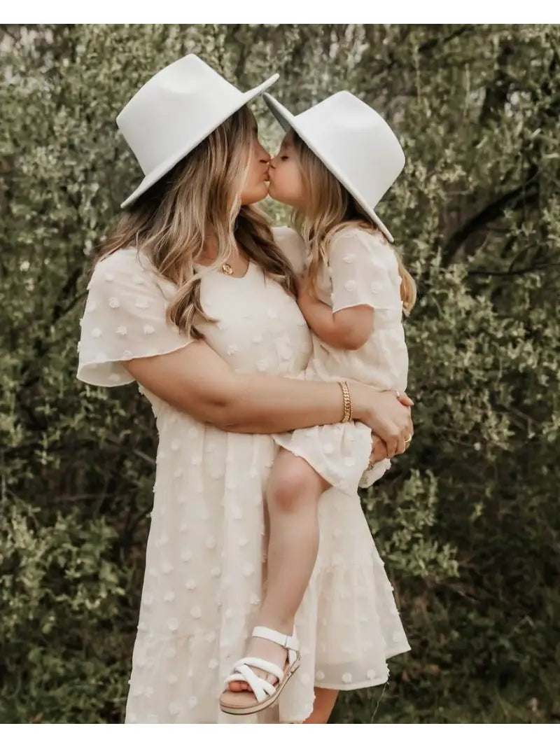 Mommy and Me Eden Short Sleeve Dot Dress - Ivory